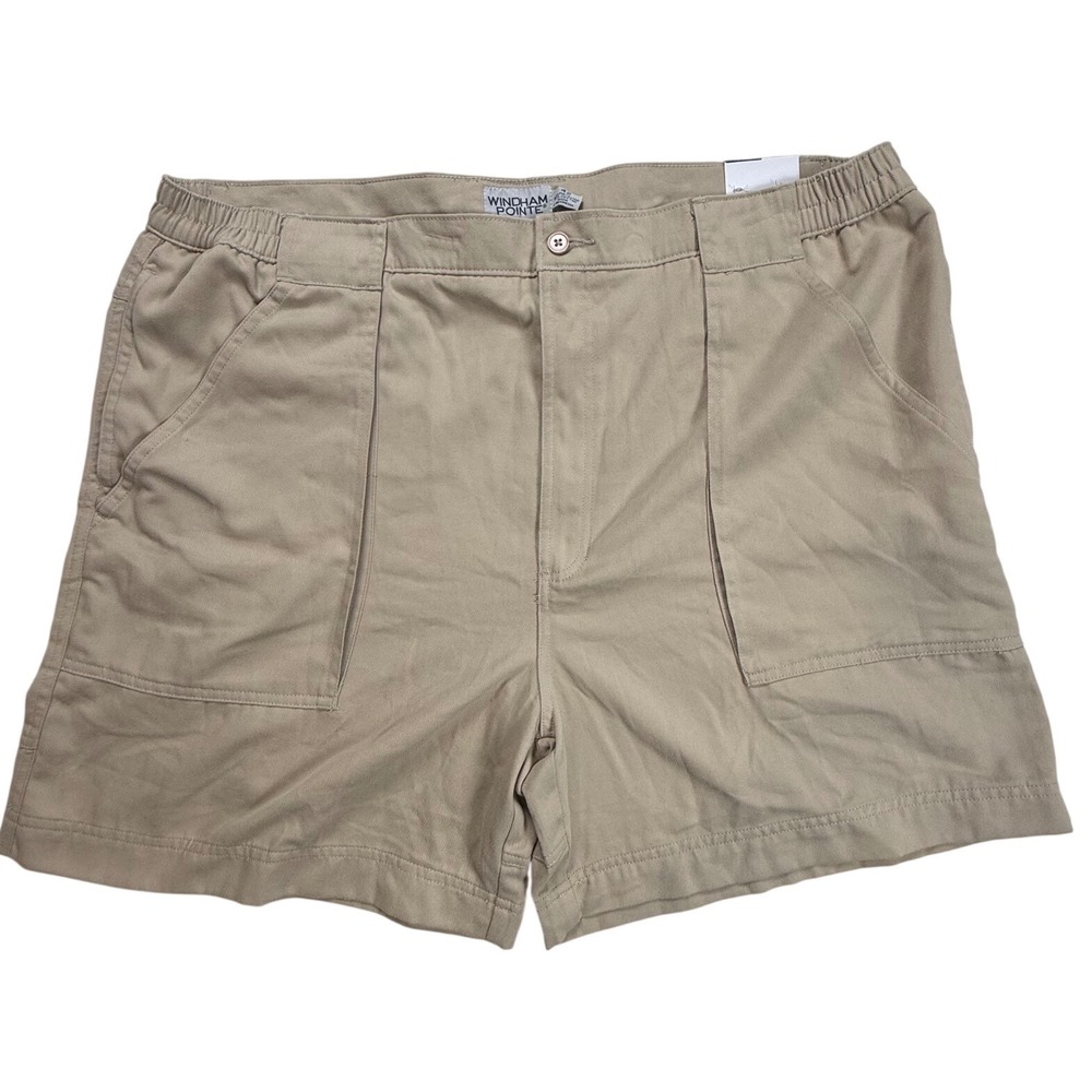 Windham Pointe Mens 42 Plaza‎ Taupe Cargo Shorts Side Elastic 6in Inseam New